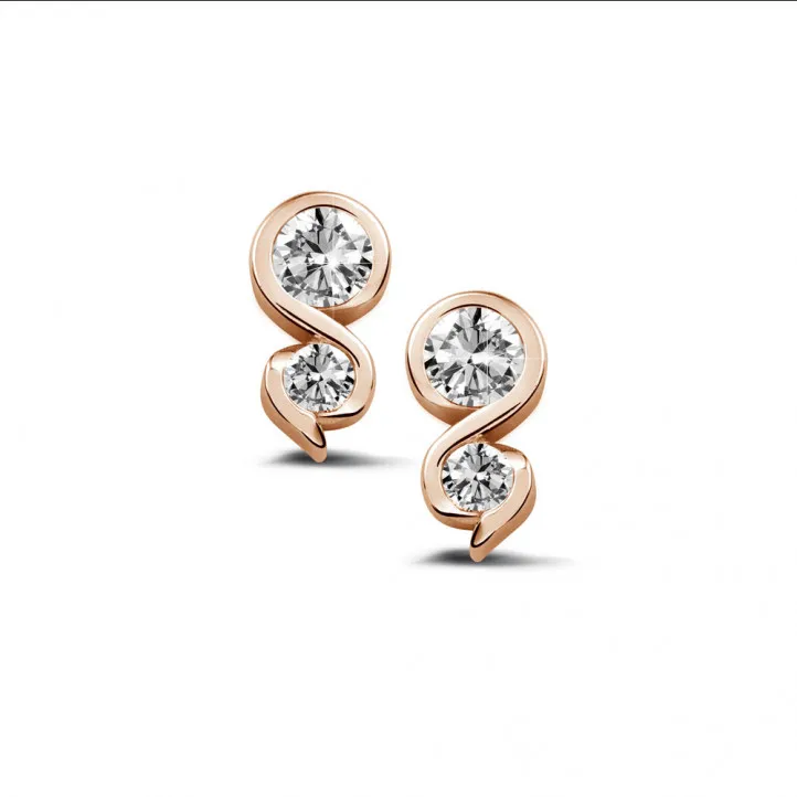 0.44 quilates pendientes diamantes en oro rojo 