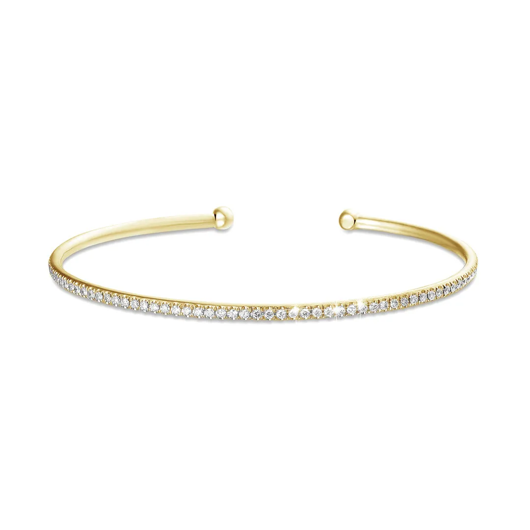 0.75 quilates pulsera diamante abierta en oro amarillo 