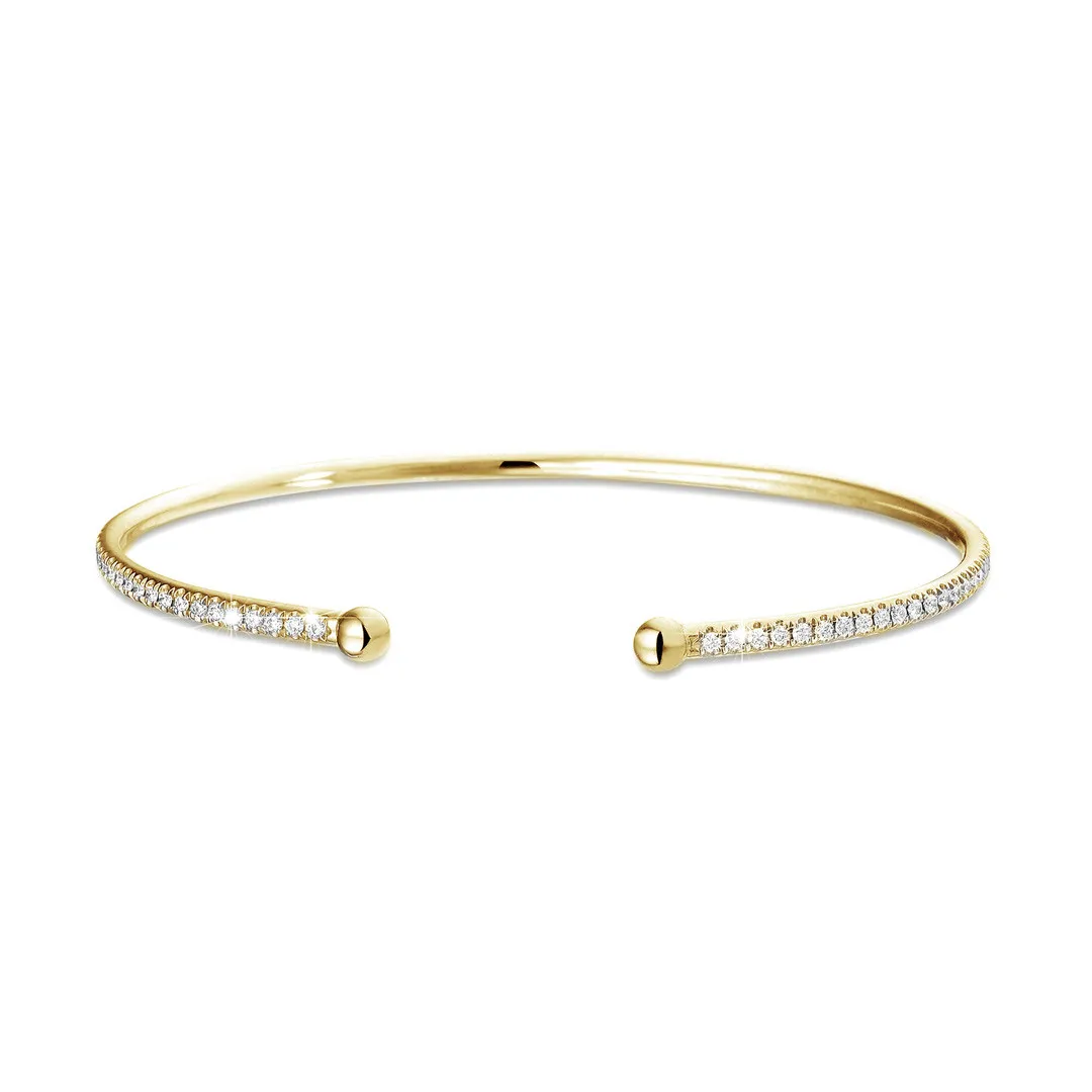 0.75 quilates pulsera diamante abierta en oro amarillo 