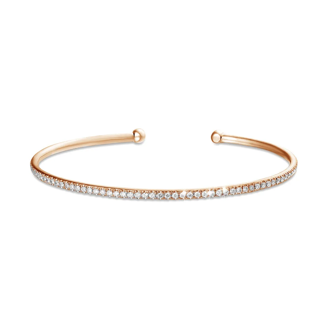0.75 quilates pulsera diamante abierta en oro rojo 