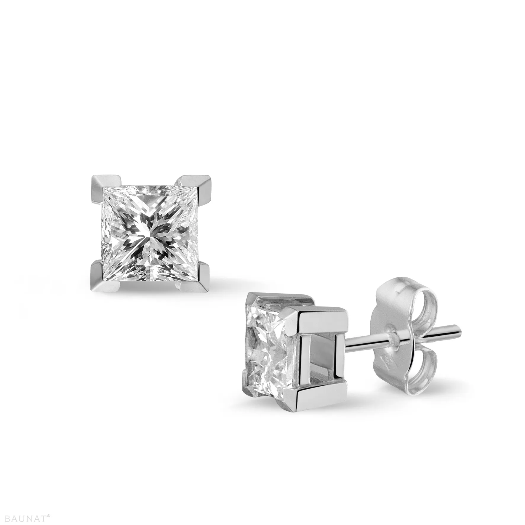 1.50 quilates pendientes diamantes talla princesa en platino 