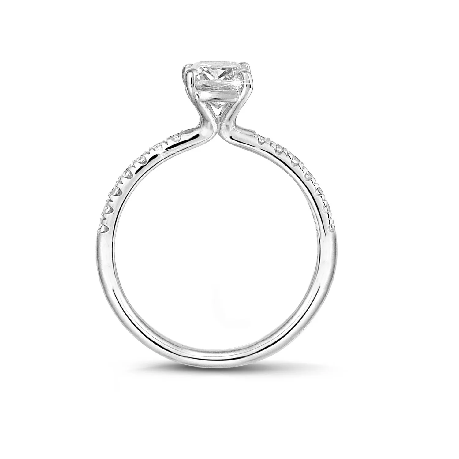 2.00 quilates anillo solitario con diamante talla esmeralda en oro blanco con diamantes en los lados 