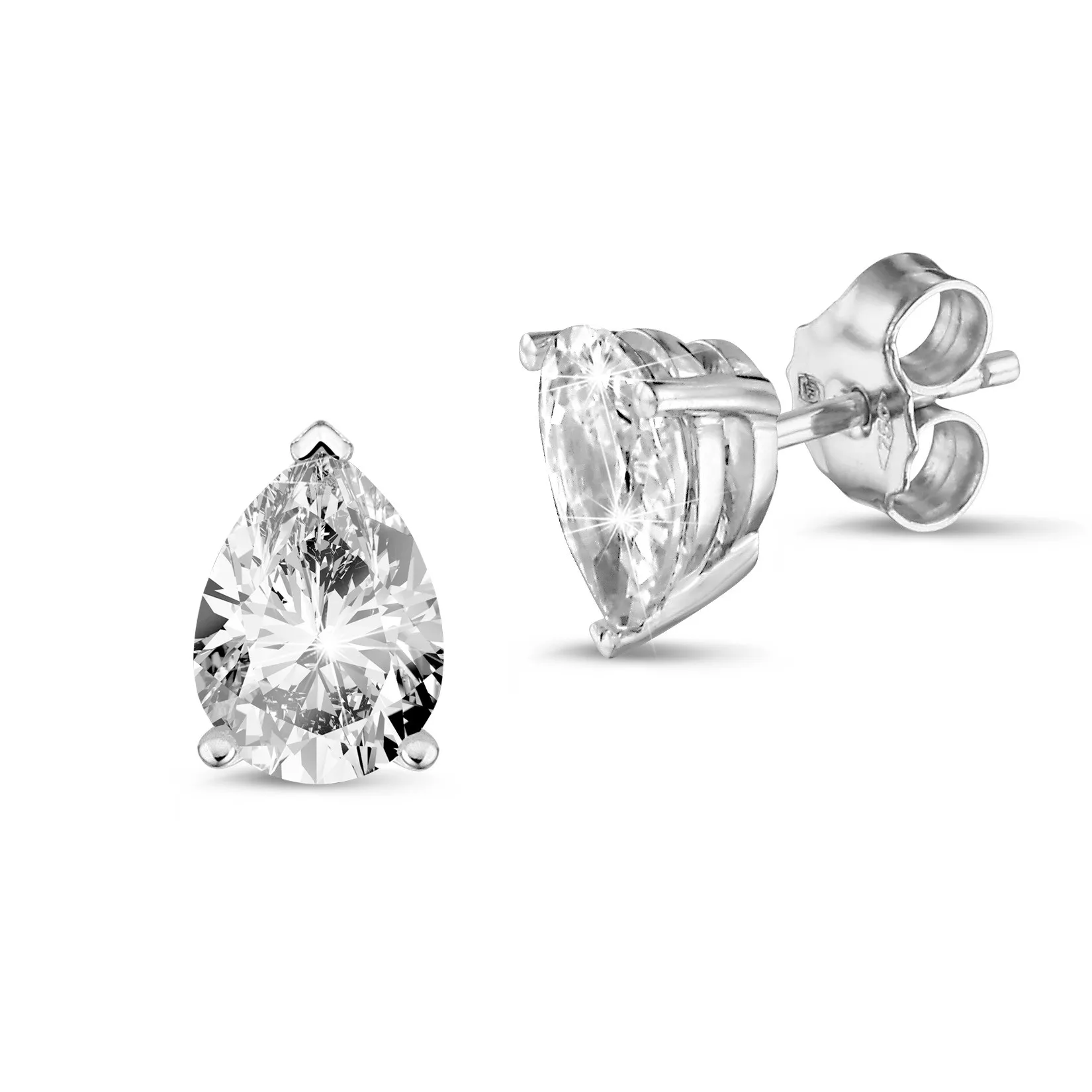 2.00 quilates pendientes solitario diamante talla pera en oro blanco 