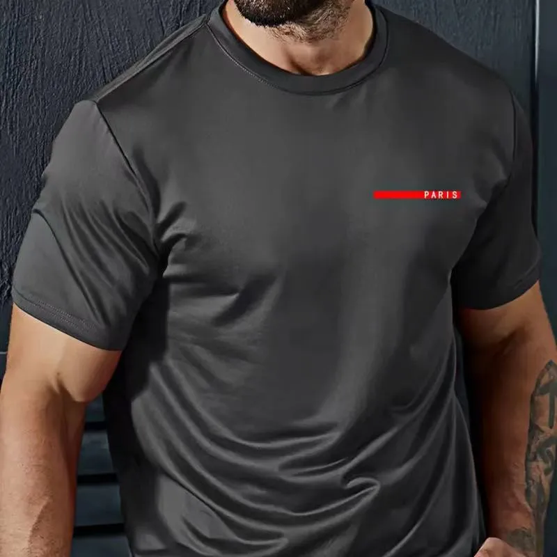 2024 Camiseta de lujo para hombres Summer Red Rayado Rayas Reductor de cuello