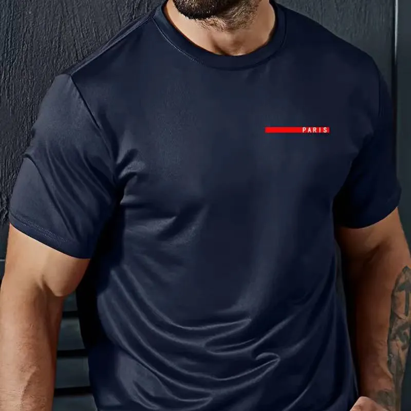 2024 Camiseta de lujo para hombres Summer Red Rayado Rayas Reductor de cuello