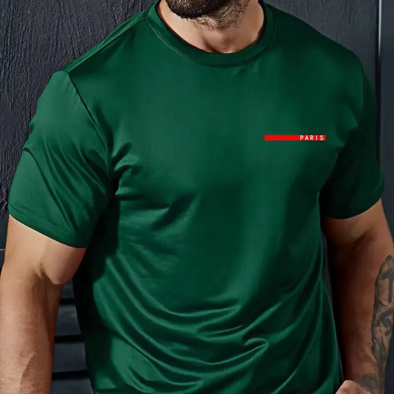2024 Camiseta de lujo para hombres Summer Red Rayado Rayas Reductor de cuello