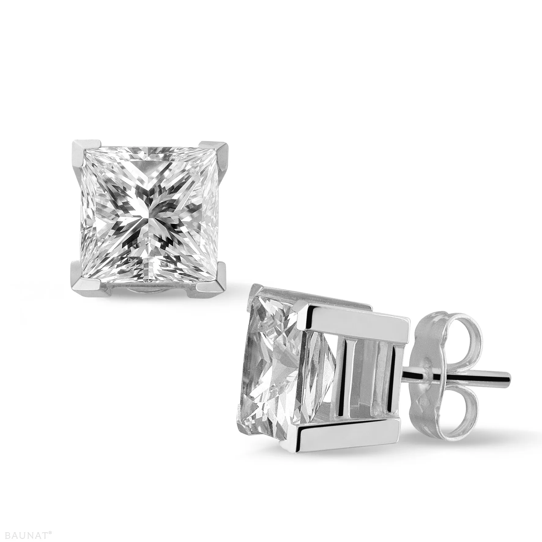 3.00 quilates pendientes diamantes talla princesa en platino 