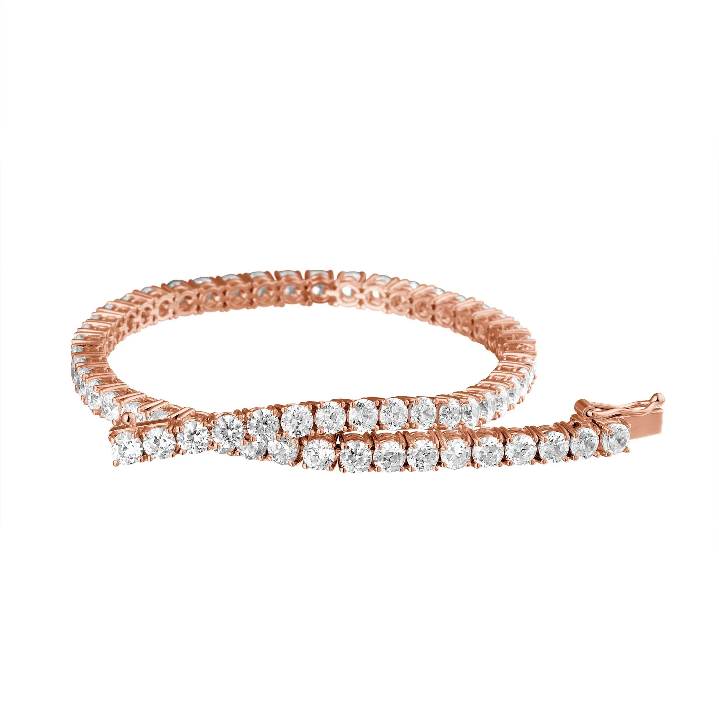 4.00 quilates pulsera rivièra diamante en oro rojo 