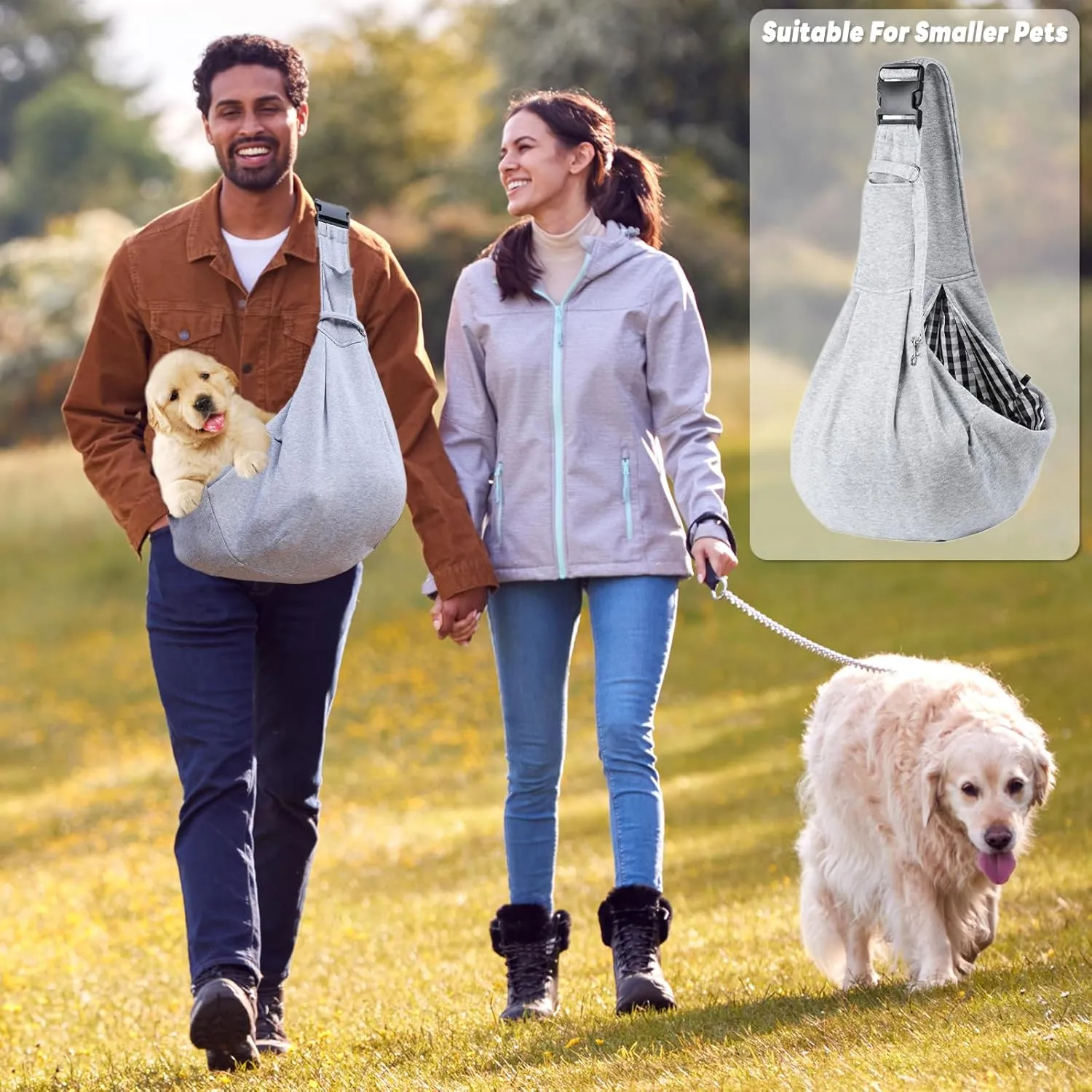 ACTOYS Bolsa de Viaje para Mascotas  Reversible Bolsa de Transporte para Perro  Transportador de Mascotas Sin Manos  Bandolera p