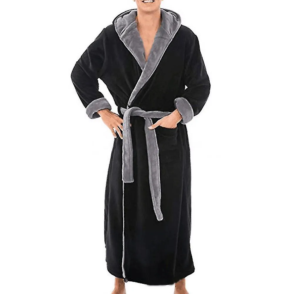 Albornoz largo con capucha de vellón para hombre Ropa de dormir