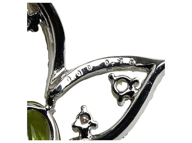 & Other Stories Collar de flor de peridoto en oro blanco K18WG en excelente estado 