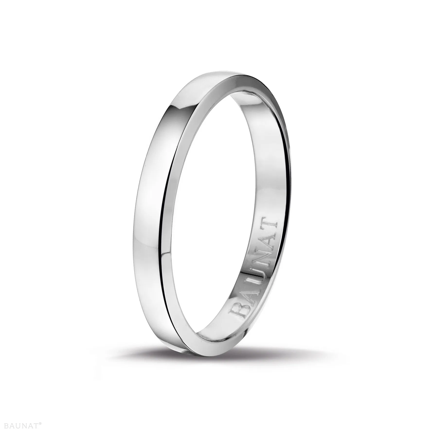 Anillo de boda con superficie ligeramente esférica de 3.00 mm en oro blanco 