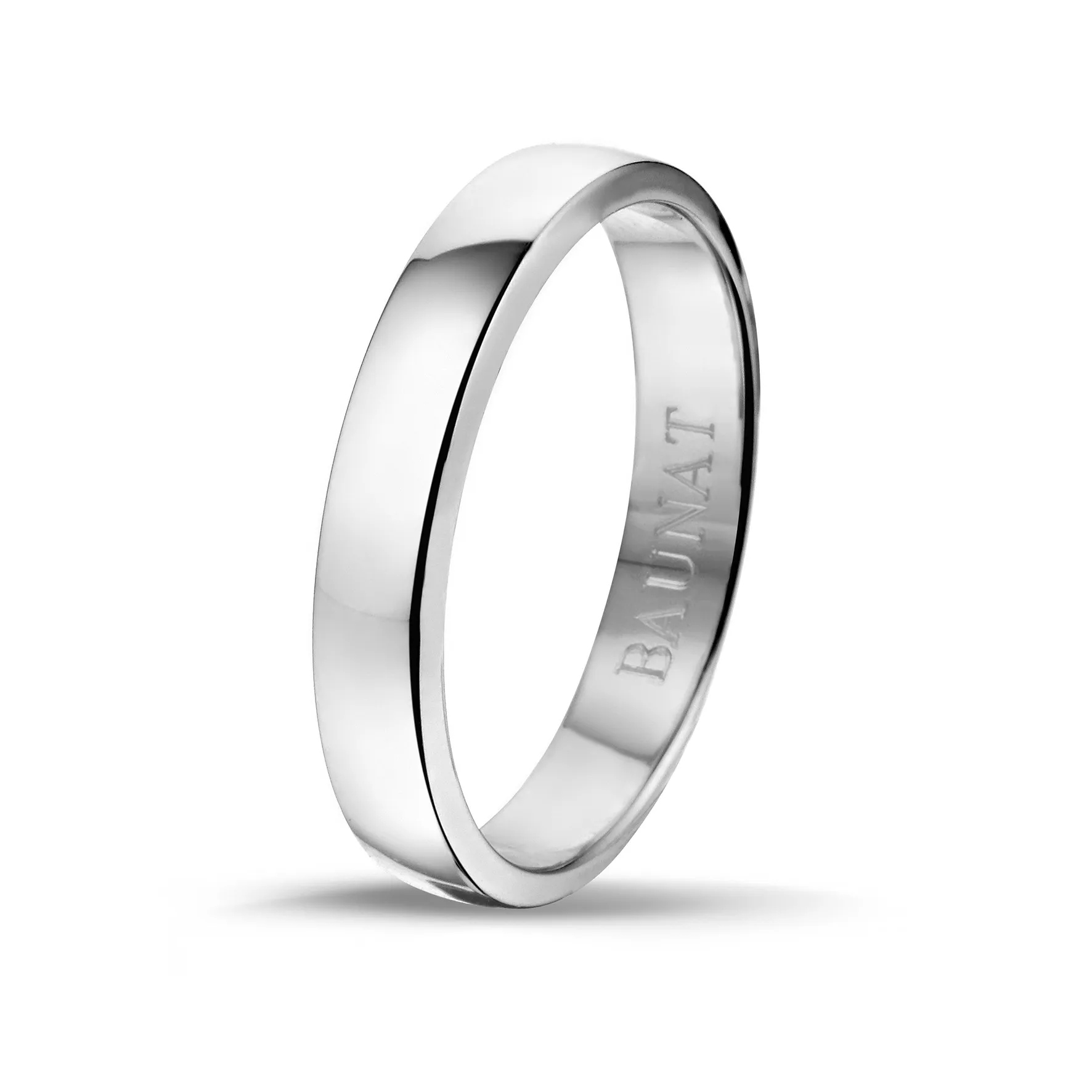 Anillo de boda con superficie ligeramente esférica de 4.00 mm en platino 