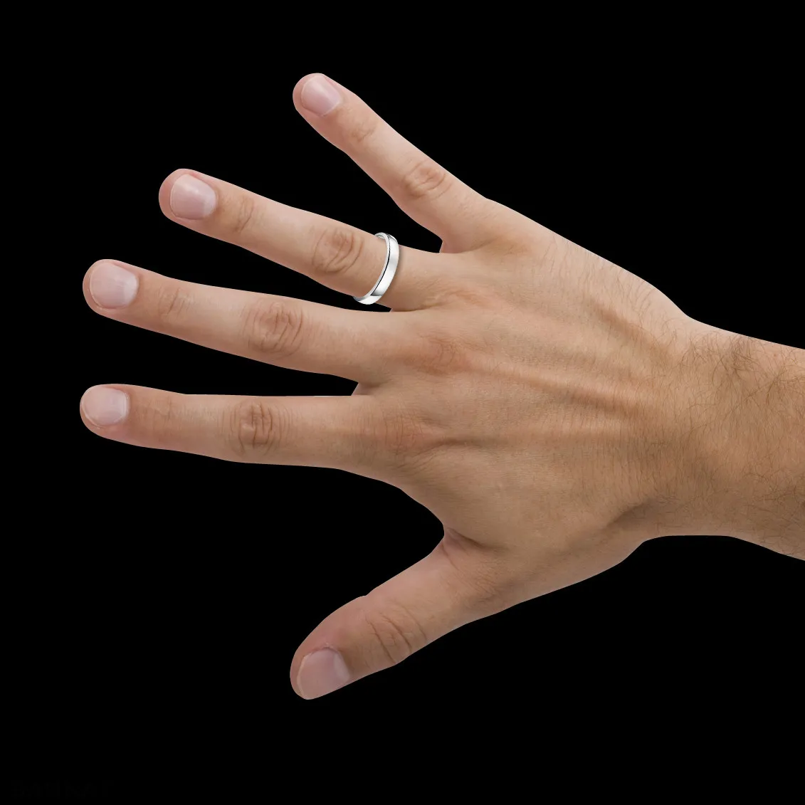 Anillo de boda con superficie ligeramente esférica de 4.00 mm en platino 