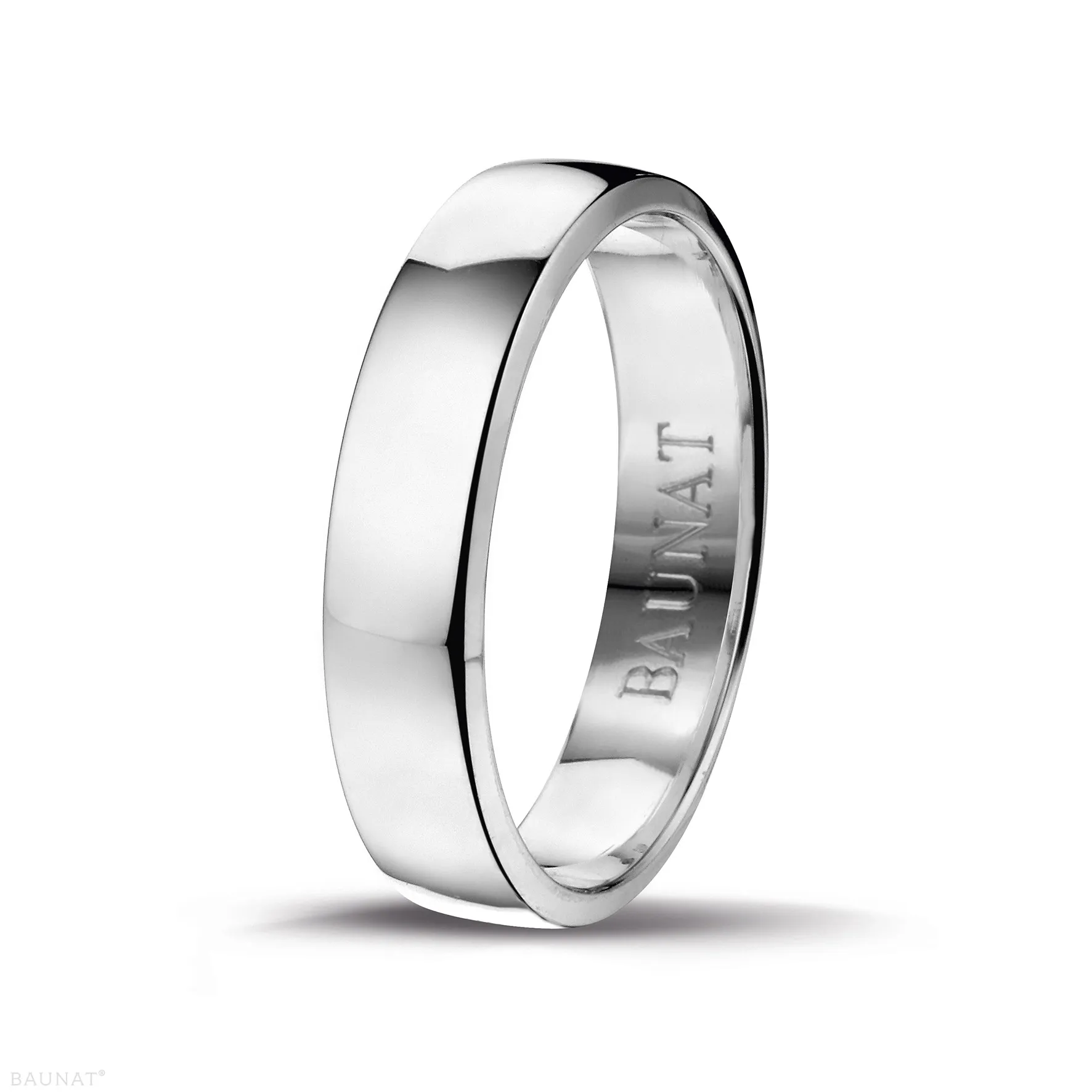 Anillo de boda con superficie ligeramente esférica de 5.00 mm en oro blanco 