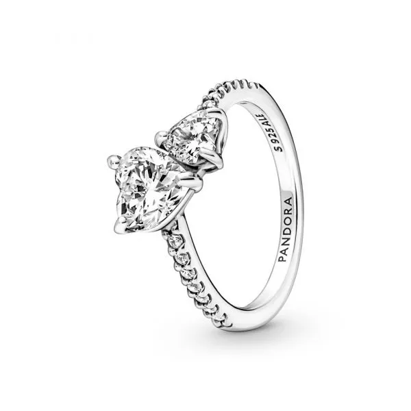 Anillo Doble Corazón Brillante 191198C01