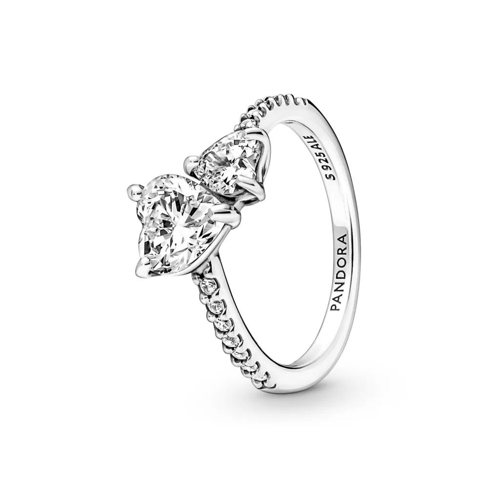 Anillo Doble Corazón Brillante 191198C01