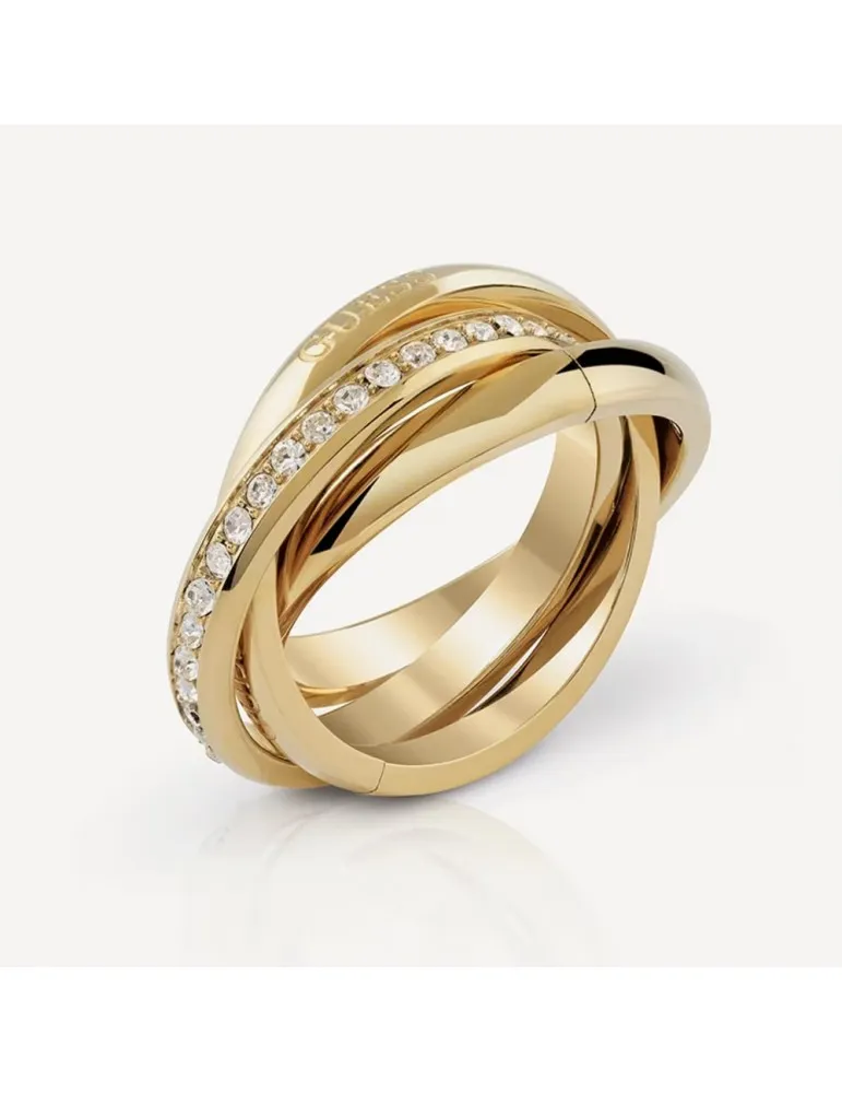 Anillo Guess Mujer Perfect 3 aros Acero Dorado