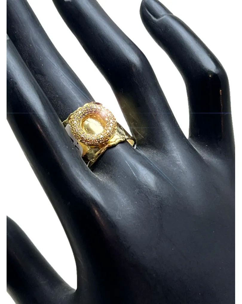 ANILLO MUJER GRANDE BAÑADO EN ORO CON ARO DE CIRCONITAS