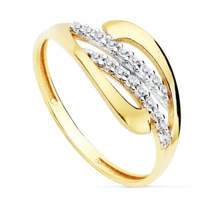 Anillo oro 18k filigrana circonitas