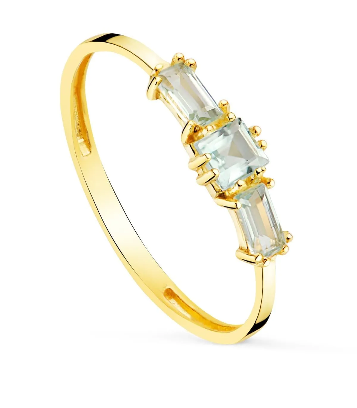 Anillo Queen Topacio Azul Oro Amarillo 18K