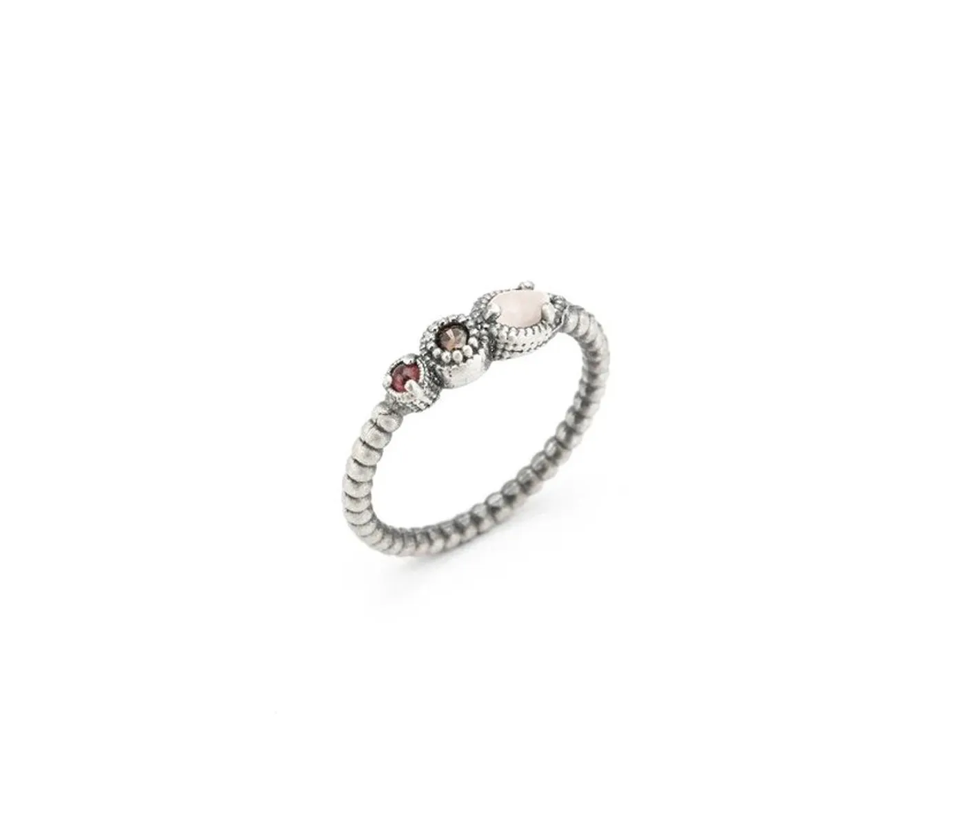 Anillo Raive Ojo Gato Rosa, Granate y Circonita Brown 15415