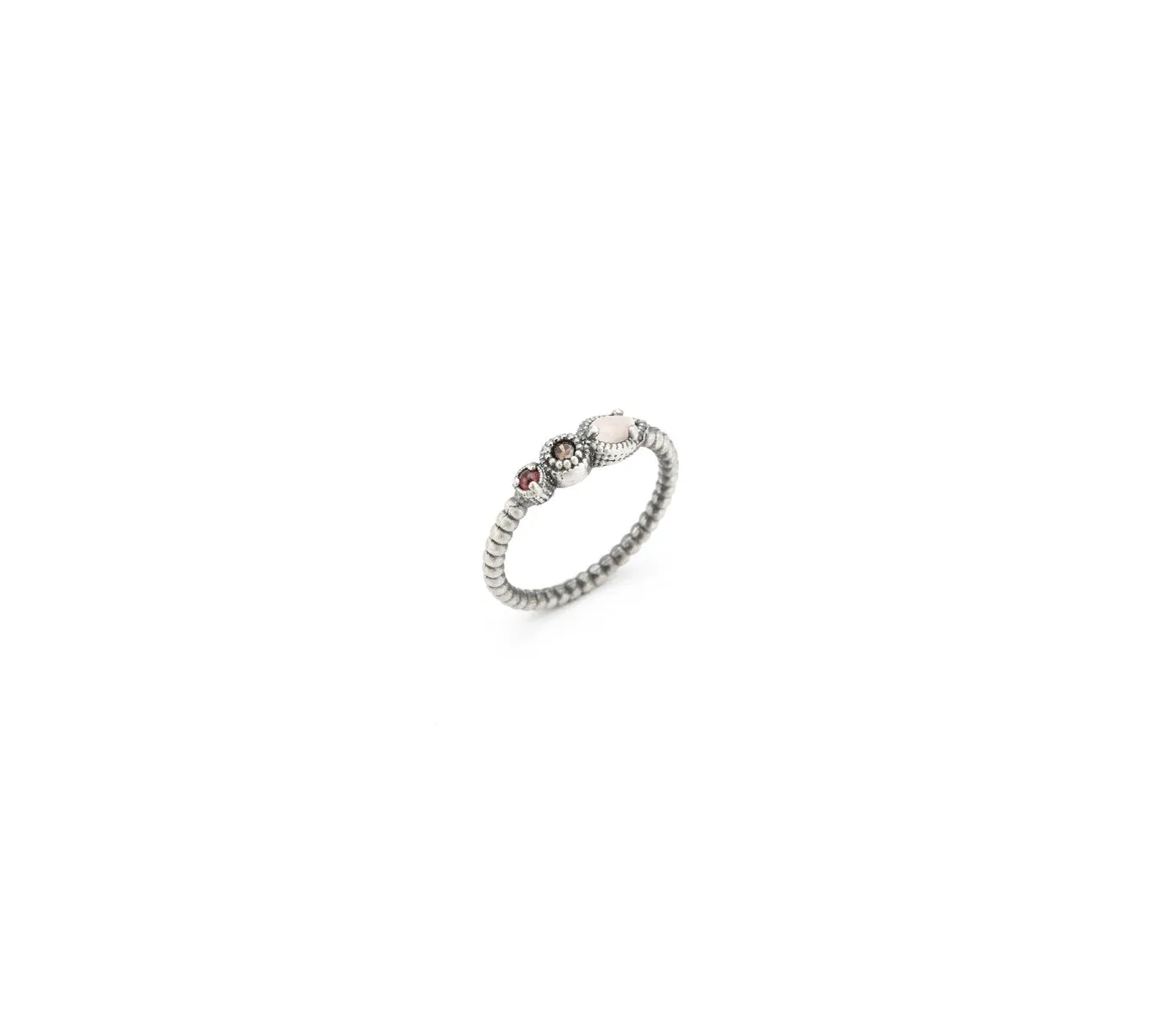 Anillo Raive Ojo Gato Rosa, Granate y Circonita Brown 15415