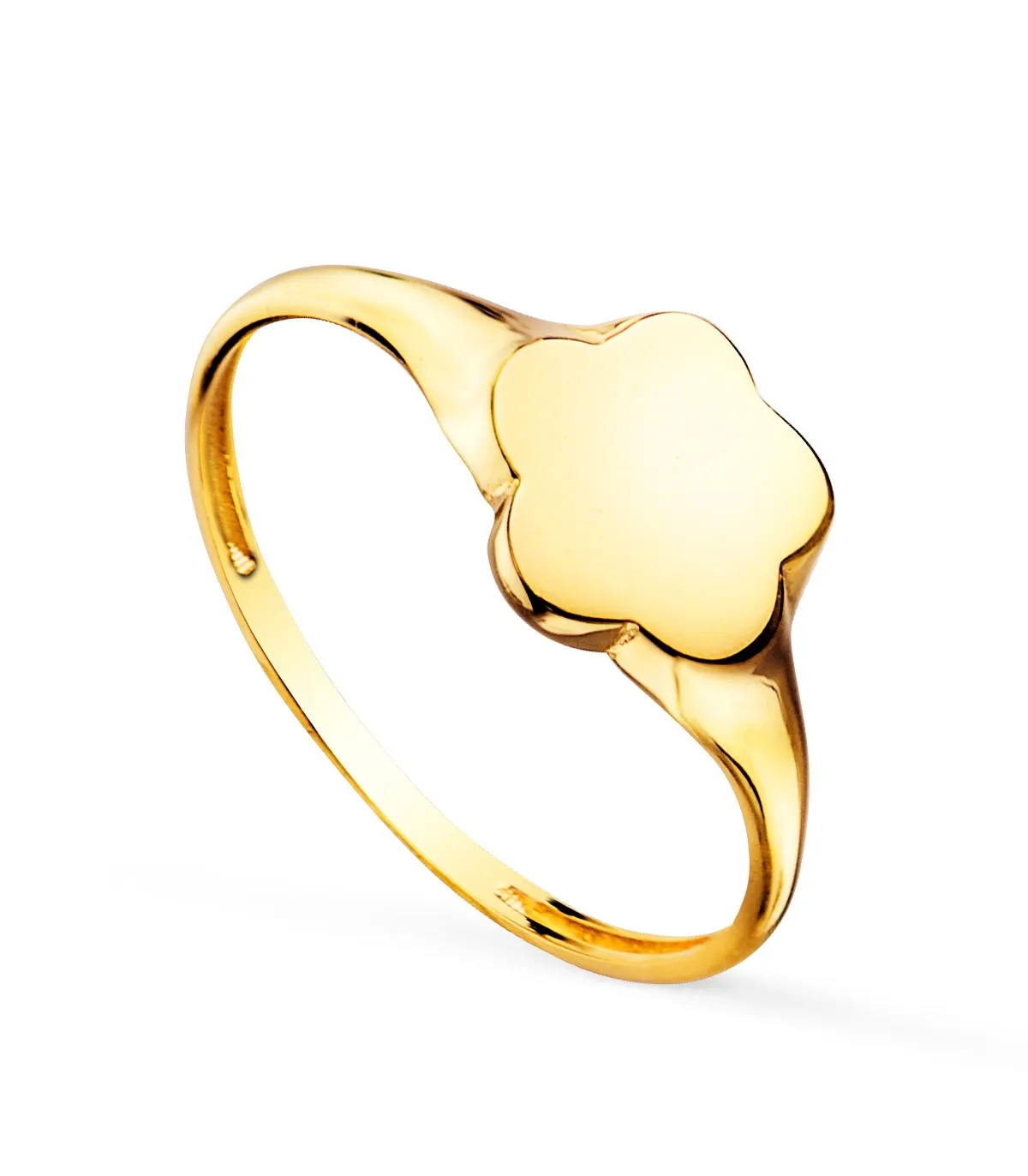 Anillo Sign Sello Mujer Flor Oro 18K