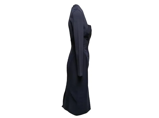 Autre Marque Vintage azul marino Herve Leroux manga larga vendaje vestido tamaño US L 