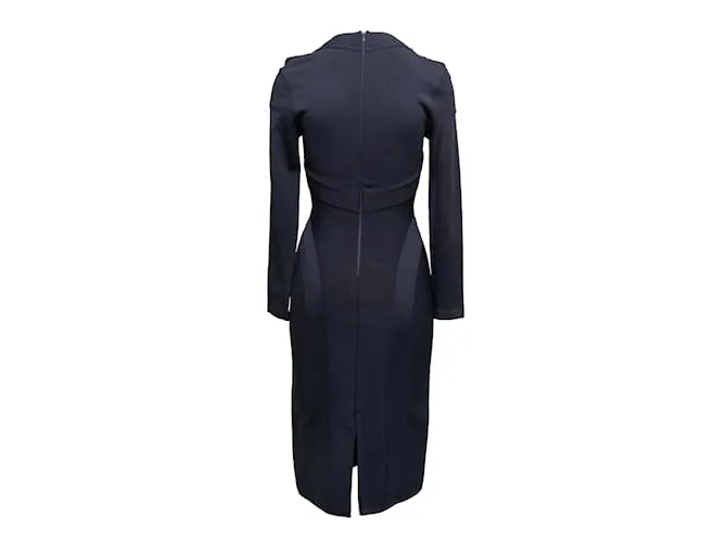 Autre Marque Vintage azul marino Herve Leroux manga larga vendaje vestido tamaño US L 