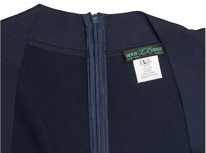 Autre Marque Vintage azul marino Herve Leroux manga larga vendaje vestido tamaño US L 