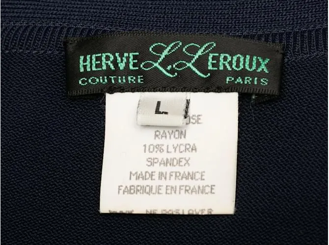 Autre Marque Vintage azul marino Herve Leroux manga larga vendaje vestido tamaño US L 