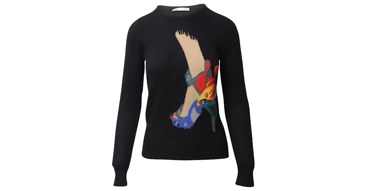 BALENCIAGA PUMPSJERSEY DE PUNTO ESTAMPADO EN LANA NEGRA NEGRO 