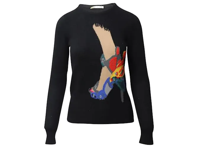 BALENCIAGA PUMPSJERSEY DE PUNTO ESTAMPADO EN LANA NEGRA NEGRO 