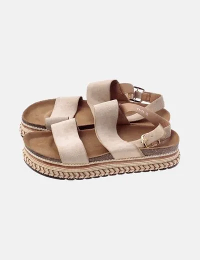 Belles Sandalia beige antelina