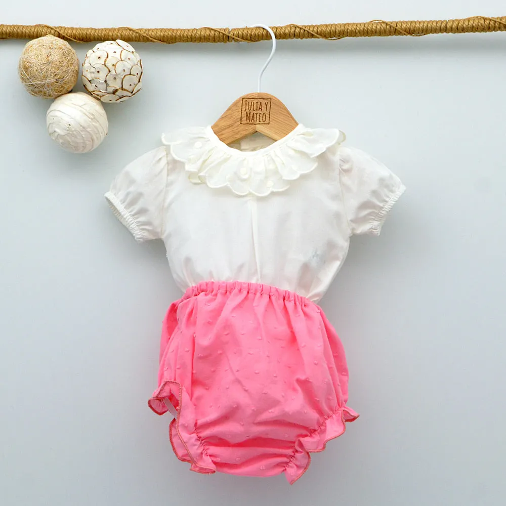 Body bebé Abril camisa con bodoques manga corta