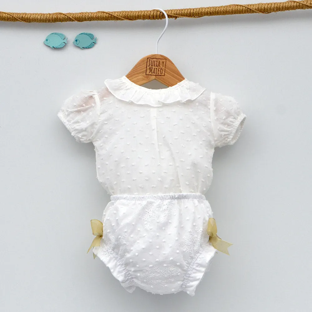 Body bebé Luz camisa de plumeti manga corta