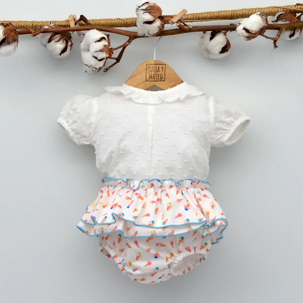 Body bebé Luz camisa de plumeti manga corta