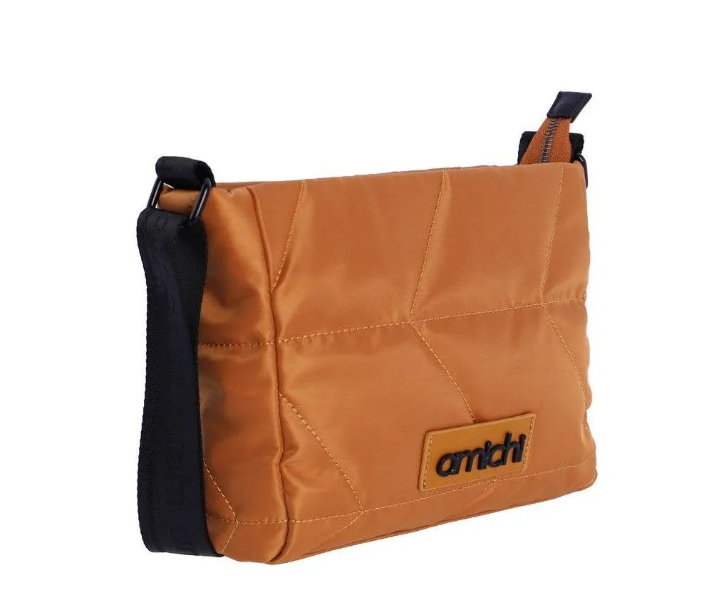 Bolso bandolera AMICHI acolchado color camel