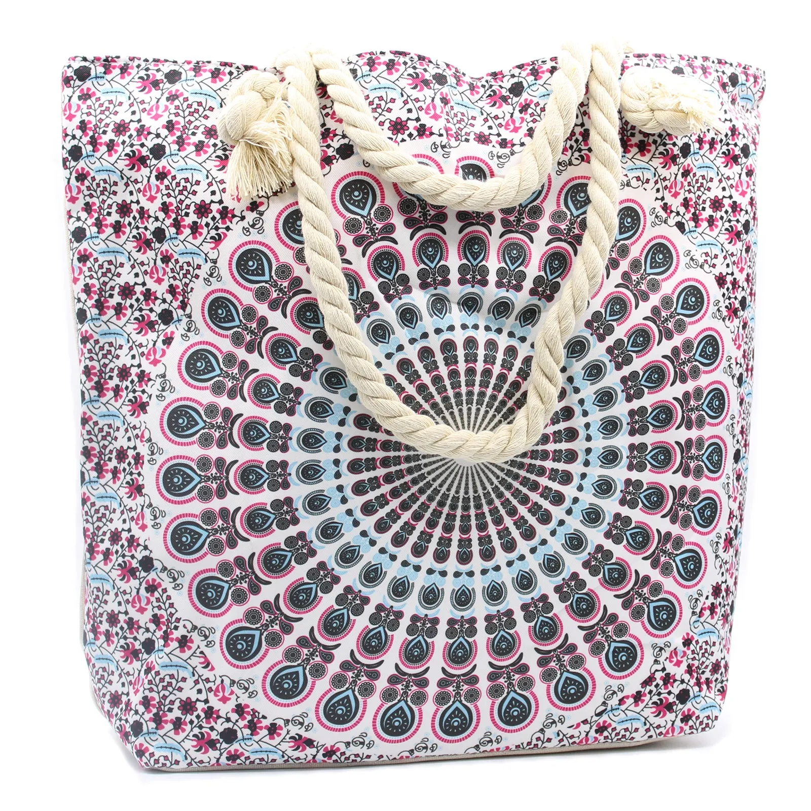 Bolso Mandala con Asa de Cuerda AZUL ELECTRICO