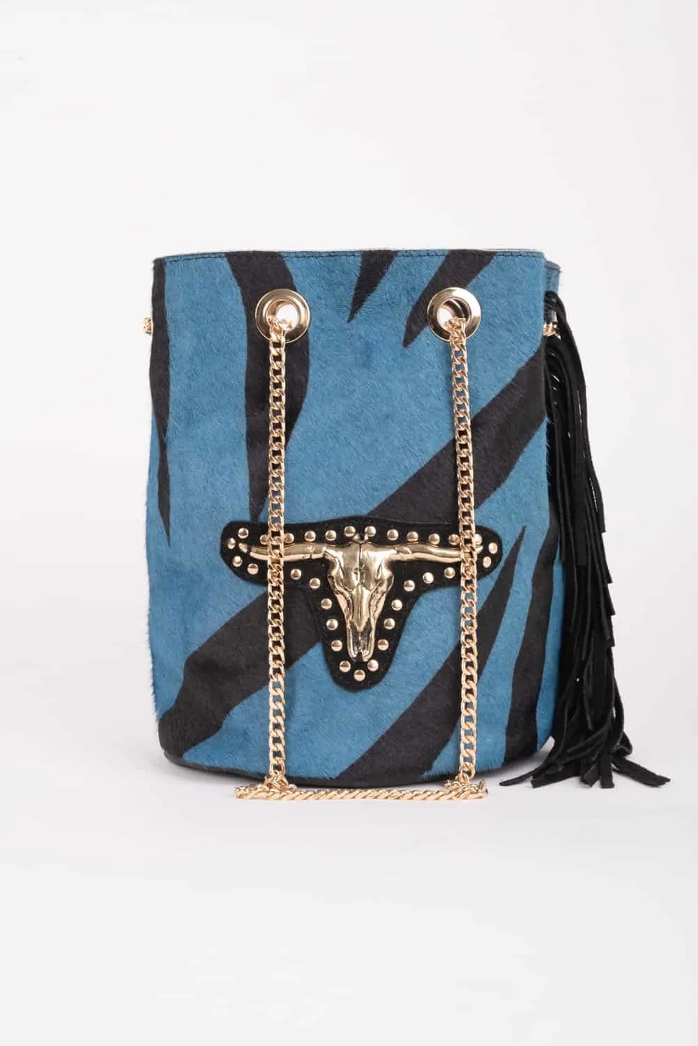 Bolso piel buffalo azul