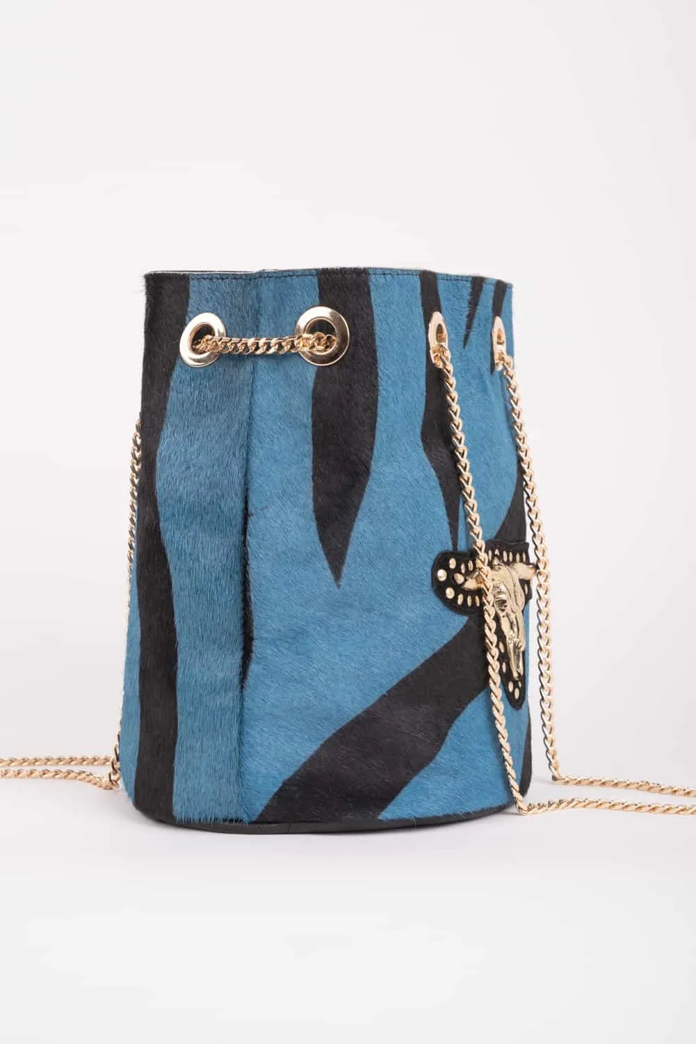 Bolso piel buffalo azul
