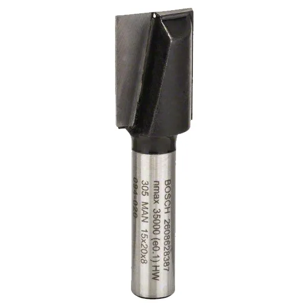 BOSCH  2608628387  FRESA DE RANURAR, 15X19.6X51MM, VáSTAGO 8 MM, MADERA, MATERIAL PLáSTICO, MATERIAL MINERAL