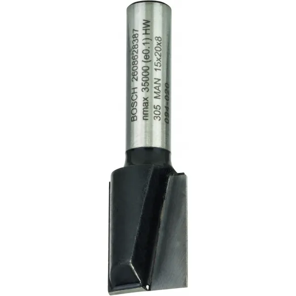BOSCH  2608628387  FRESA DE RANURAR, 15X19.6X51MM, VáSTAGO 8 MM, MADERA, MATERIAL PLáSTICO, MATERIAL MINERAL
