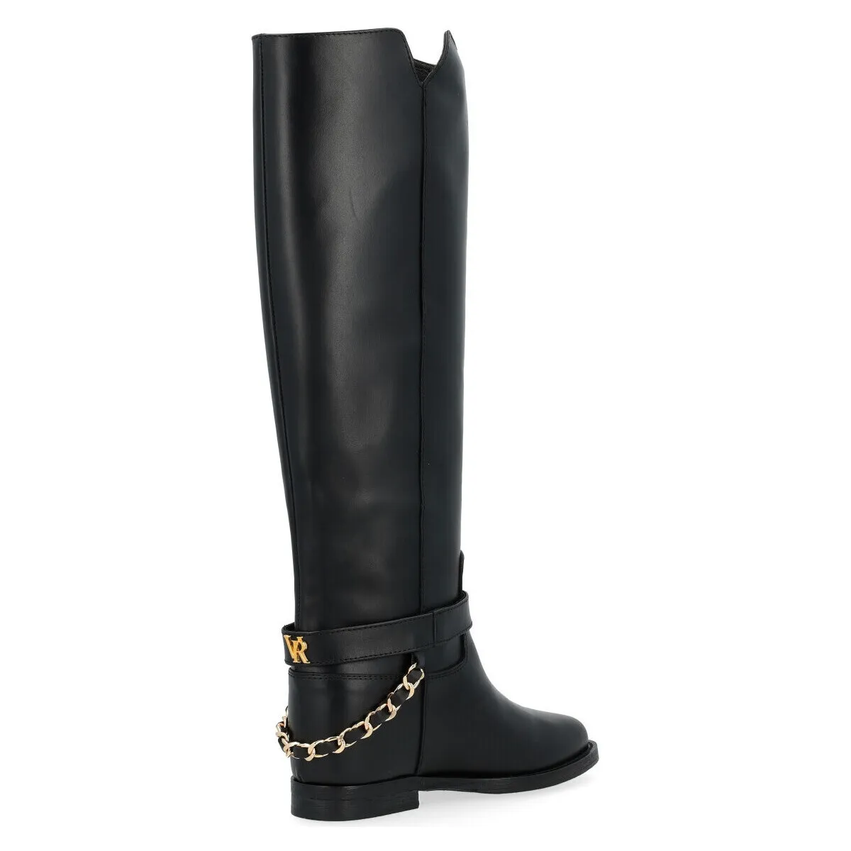 Bota  cuero negro con cadena