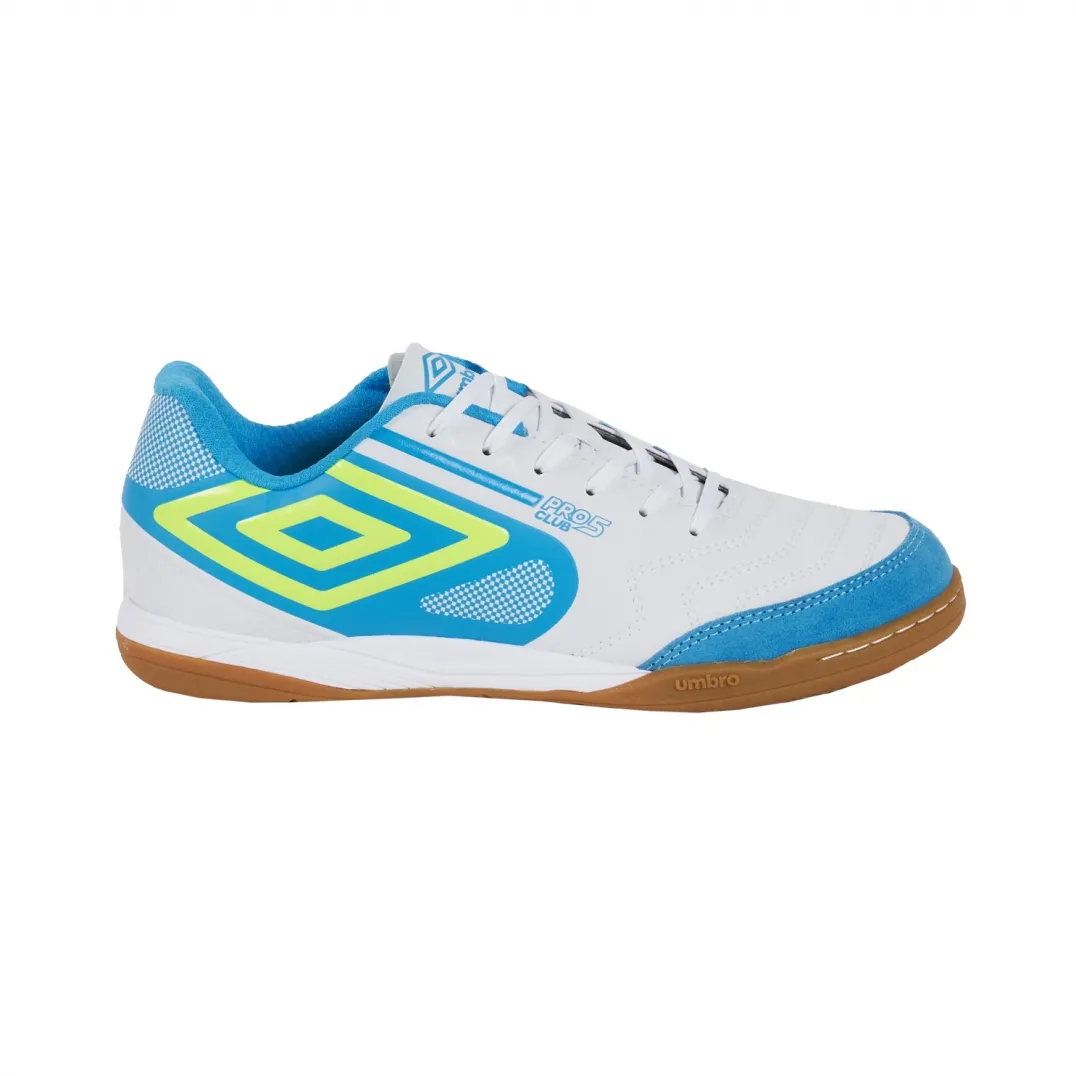 BOTA DE FÚTBOL SALA UMBRO CLUB 5 BUMPWHITE / SAFETY YELLOW / MALIBU BLUE