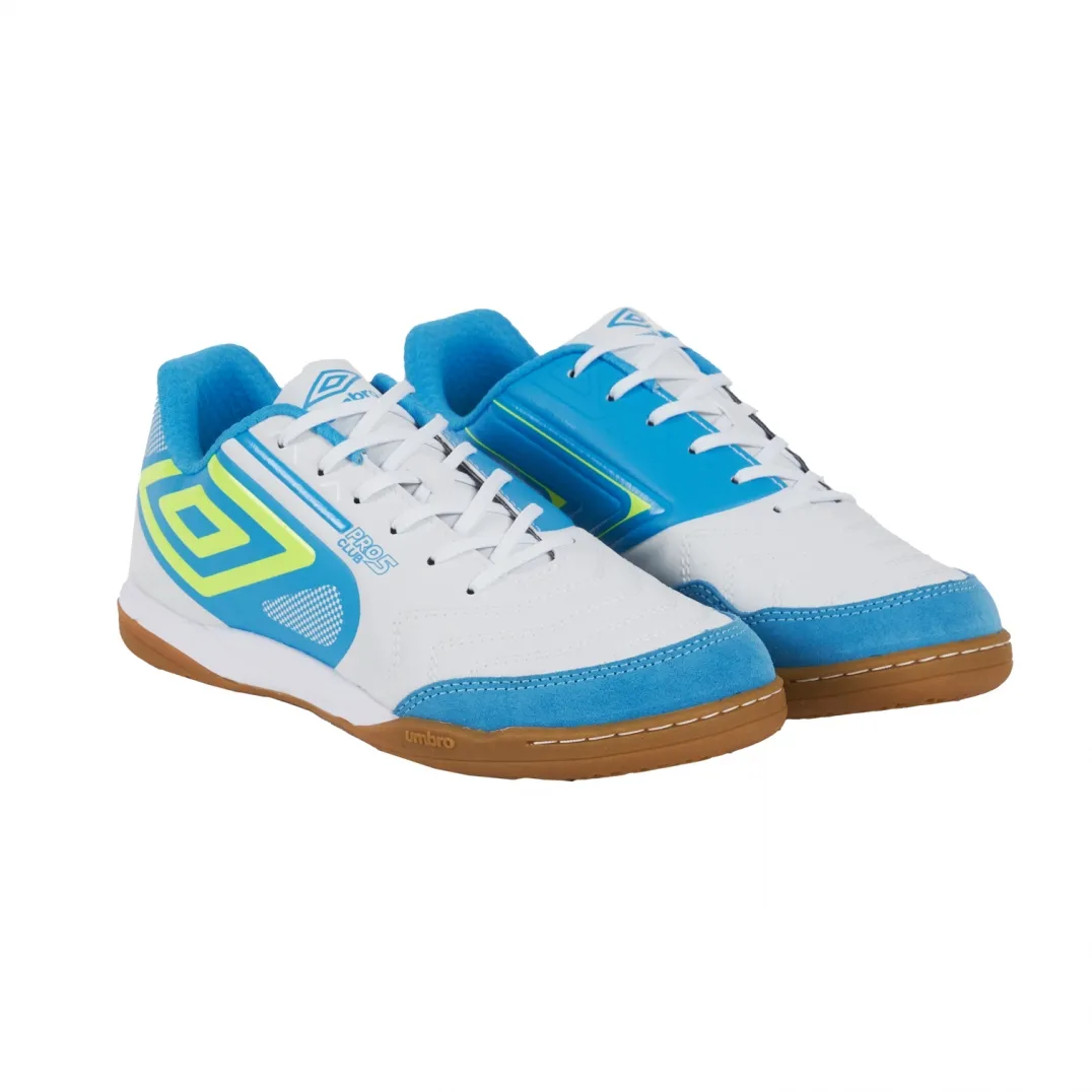 BOTA DE FÚTBOL SALA UMBRO CLUB 5 BUMPWHITE / SAFETY YELLOW / MALIBU BLUE