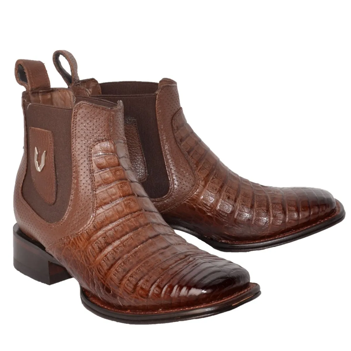 BOTINES DE COCODRILO CAIMAN PANZA ORIGINAL HORMA CUADRADA VES782B8216