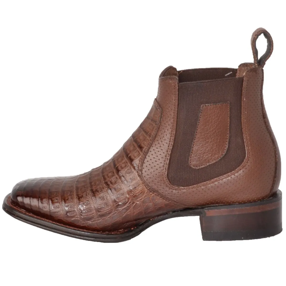 BOTINES DE COCODRILO CAIMAN PANZA ORIGINAL HORMA CUADRADA VES782B8216