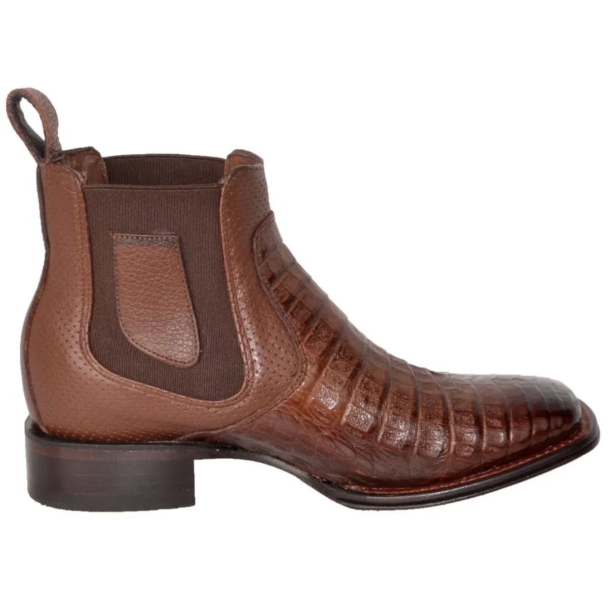 BOTINES DE COCODRILO CAIMAN PANZA ORIGINAL HORMA CUADRADA VES782B8216